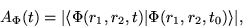 \begin{displaymath}
A_{\Phi}(t) = \vert \langle\Phi(r_1,r_2,t) \vert \Phi(r_1,r_2,t_0)\rangle \vert,
\end{displaymath}